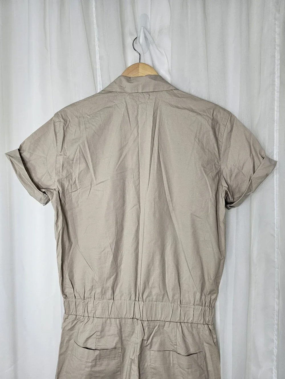 Bershka Menswear Utility Shorts Coverall Jumpsuit Shortall Tan Khaki Small NEW